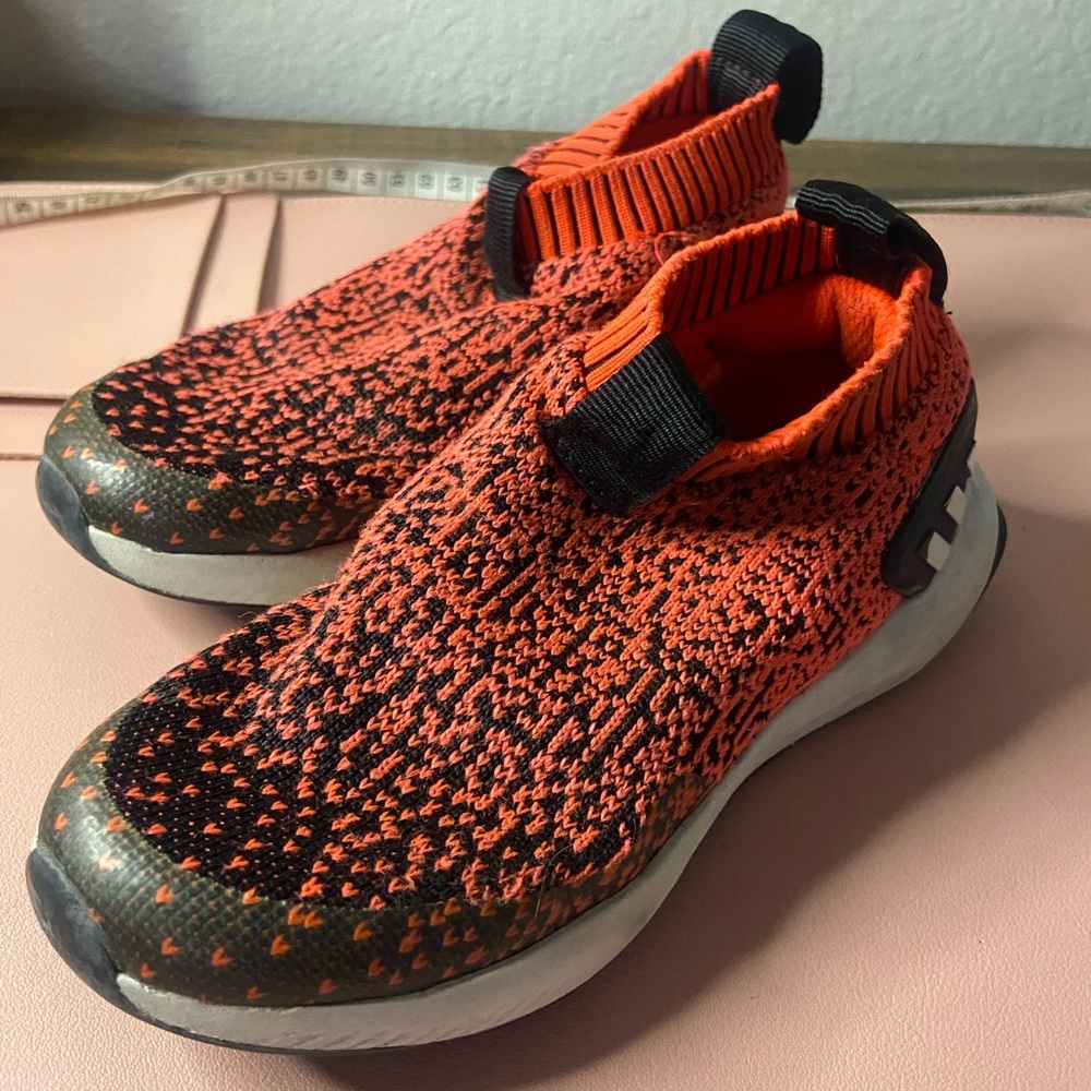 Kids ADIDAS orange slip on cloud foam sneakers